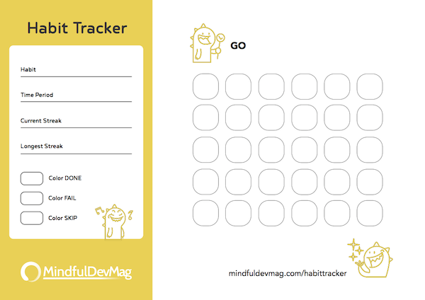 printable habit tracker monster design colored version