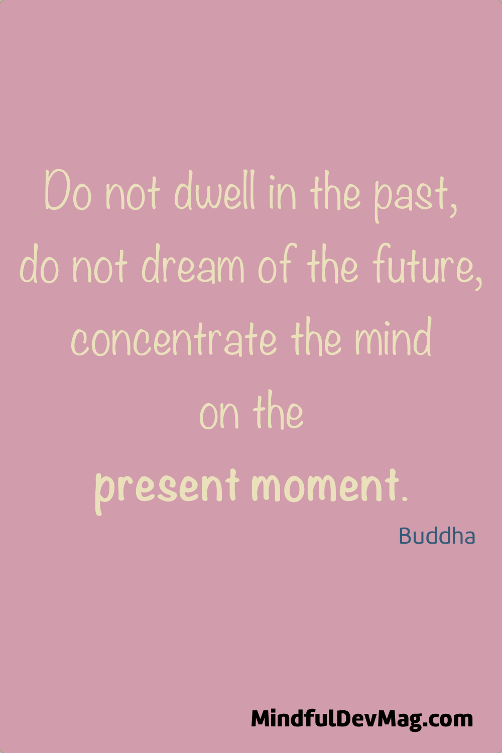 Mindful quote: Do not dwell in the past, do not dream of the future, concentrate the mind on the present moment. - Buddha